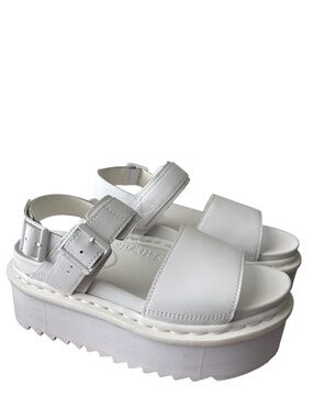 Dr. Martens Women's Voss Quad Mono Hydro Leather Strap Sandals Size US 8 White